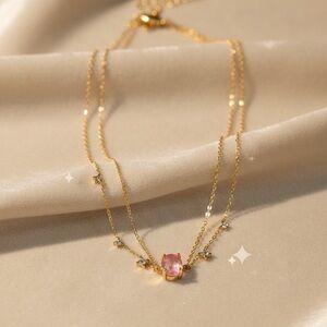 Kendra scott elegant  Gold and Pink Pendant Necklace